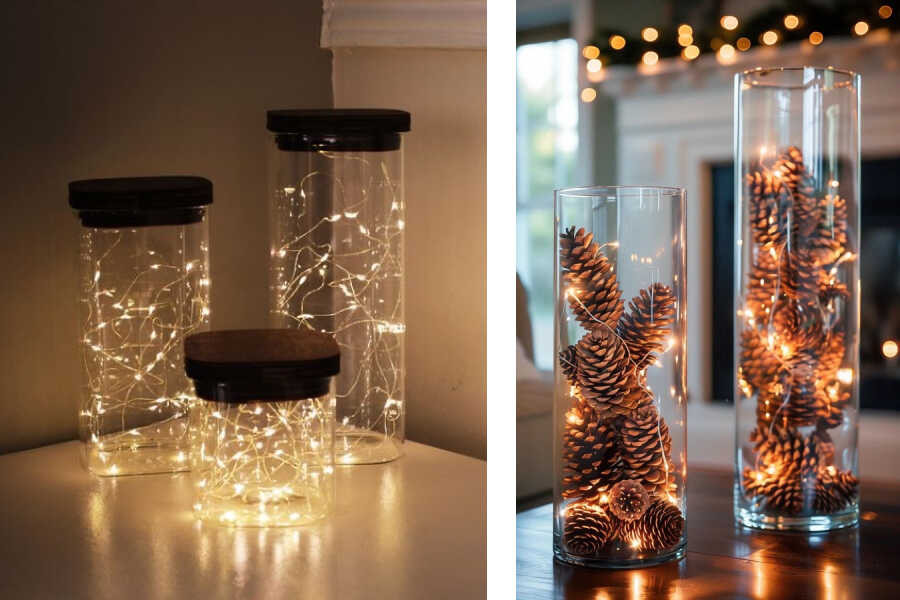 Karácsonyi fényfüzér inspiráció