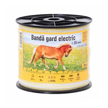 Villanypásztor szalag - 20 mm - 200 m - 90 kg - 0,4 Ω/m - 80039