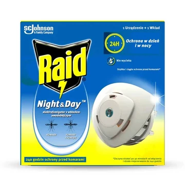 Raid Night &amp;amp; Day 240 órás szúnyogriasztó készülék + 1 db korong