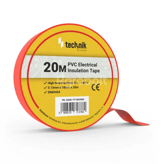 Technik - Szigetelőszalag 0,13mm x 18mm x 20m - Piros - 770018