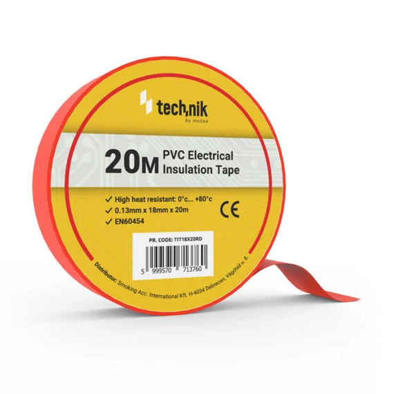 Technik - Szigetelőszalag 0,13mm x 18mm x 20m - Piros - 770018