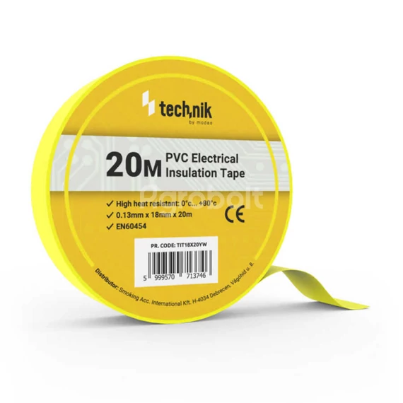 Technik - Szigetelőszalag 0,13mm x 18mm x 20m - Sárga - 770019