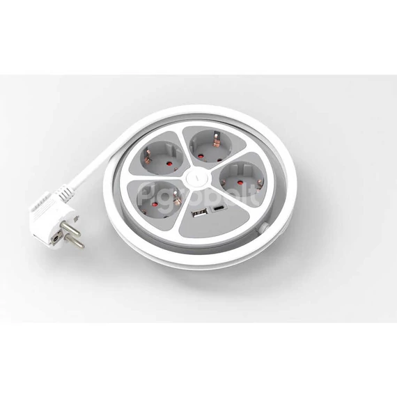 Technik Professional Elosztó Kör - 4 utas 1,4m kábel + USB-A + USB-C 16A