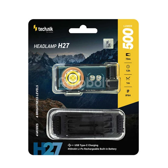 Technik Fejlámpa H27 LED - USB Type-C (500 lumen)