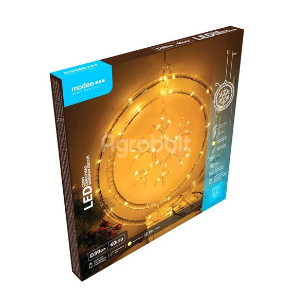 Karácsonyi ablakdísz, hópehely melegfehér