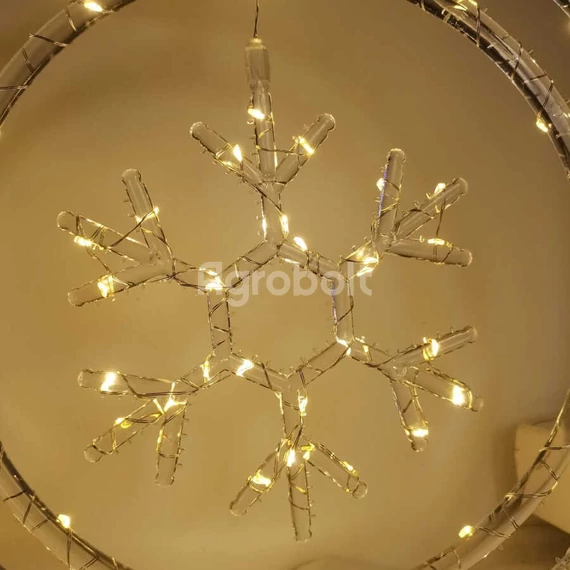 Karácsonyi ablakdísz, hópehely melegfehér