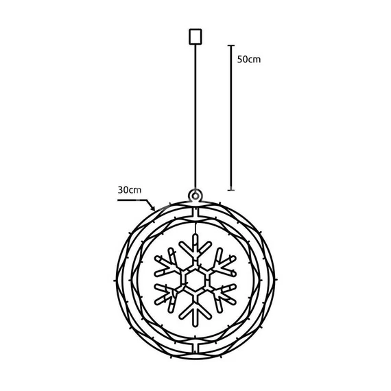 Karácsonyi ablakdísz, hópehely melegfehér rajz
