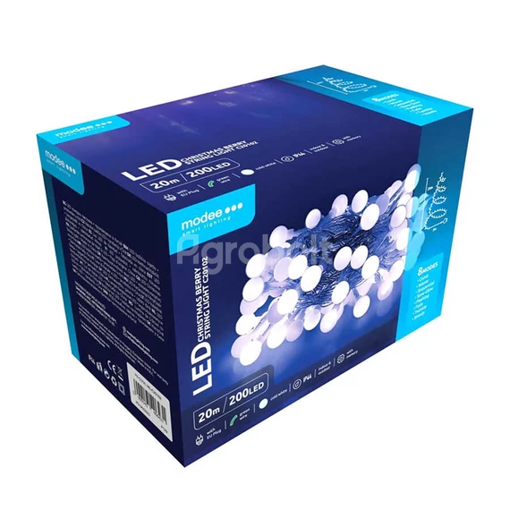 Karácsonyi fényfüzér 20 méteres, hidegfehér