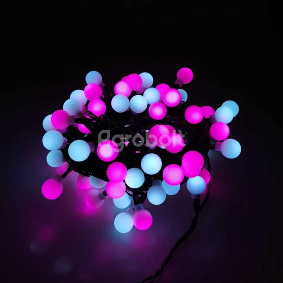 Karácsonyi fényüzér pink-hidegfehér 100 LED/10m