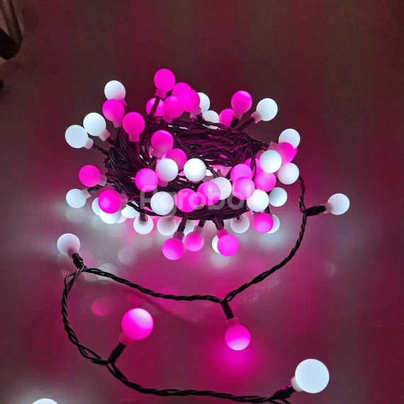 Karácsonyi fényüzér pink-hidegfehér 100 LED/10m