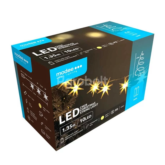 Karácsonyi fényfüzér csillagok, elemes