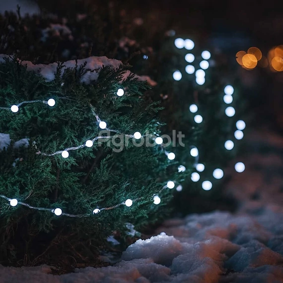 Kültéri karácsonyi fényfüzér, hidegfehér