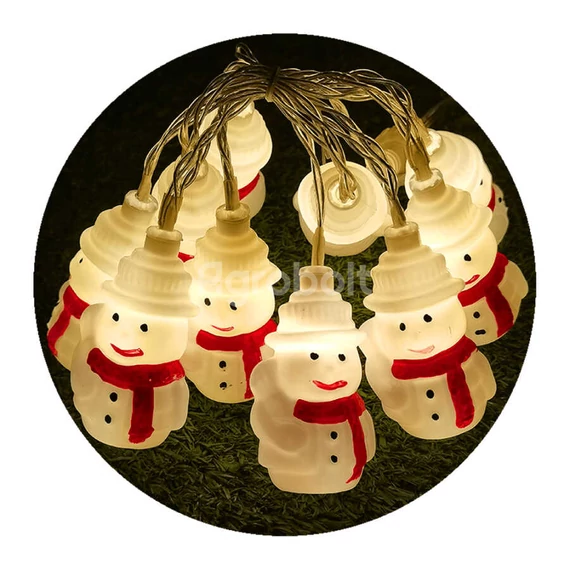Modee Karácsonyi LED Dekorfény Hóemberek Melegfehér elemes - 10 LED/1