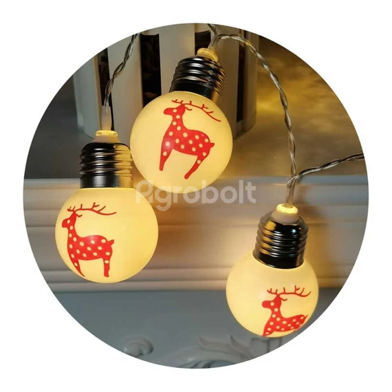 Modee Karácsonyi LED Dekorfény Szarvasok Melegfehér elemes - 10 LED/1