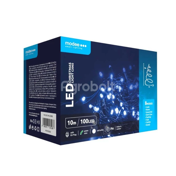 Modee Karácsonyi LED Fényfüzér Plastic Hidegfehér - 100 LED/10m/10cm - ML-C2002
