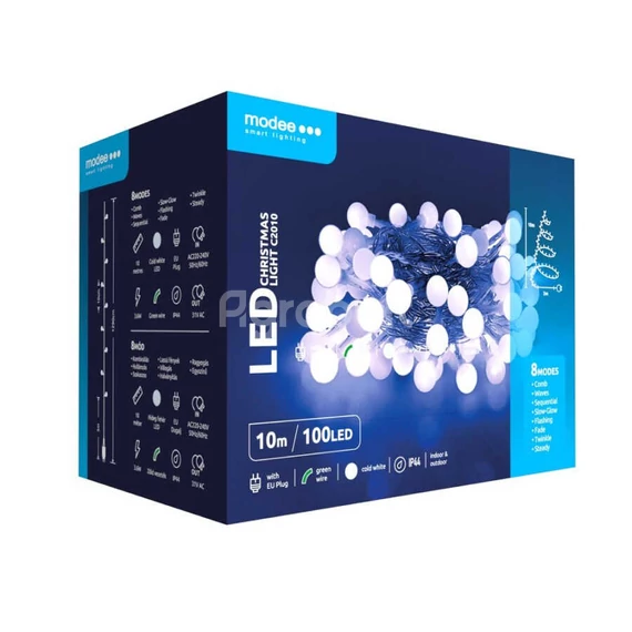 Modee Karácsonyi LED Füzér Berry Plastic hidegfehér - 100 LED/10m/10cm - ML-C2010