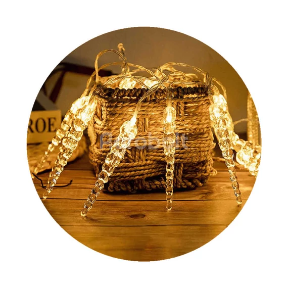 Modee Karácsonyi LED Dekorfény Jégcsapok Melegfehér elemes - 20 LED/2