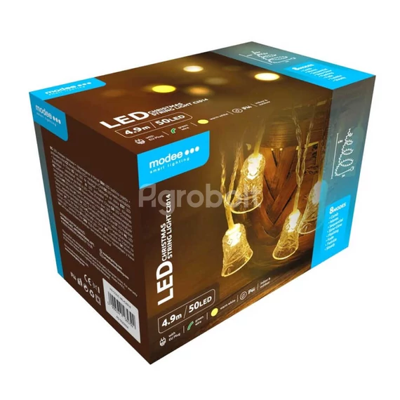 Modee Karácsonyi LED Dekorfény Harangok Melegfehér - 50 LED/4