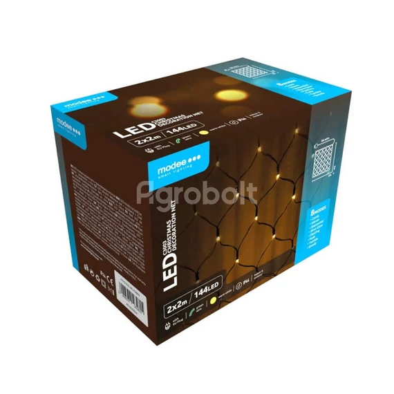 Modee Karácsonyi LED Fényháló melegfehér - 144 LED/2 x 2m