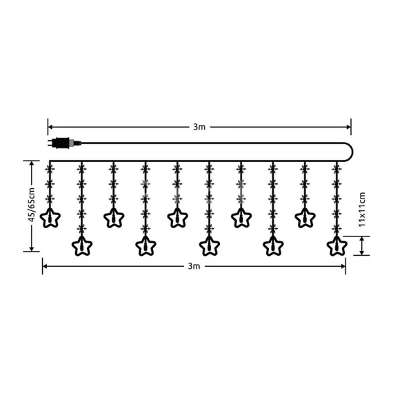 Modee Karácsonyi LED Dekorfény csillagok melegfehér - 110 LED/3 m