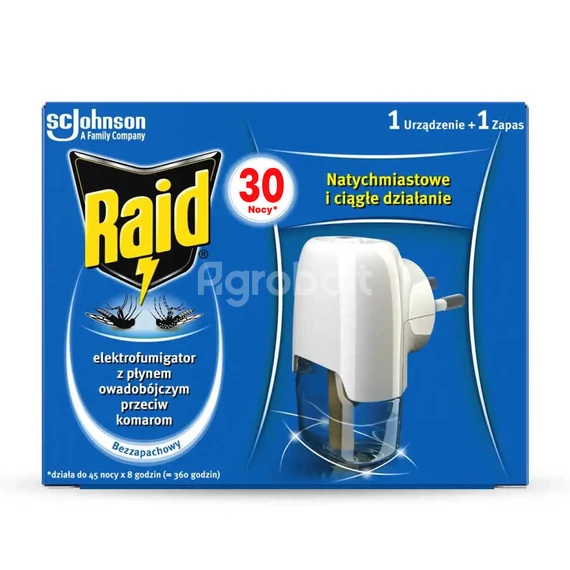 Raid szúnyogriasztó készülék folyadékos + 1 utántöltő (30 éjszaka)