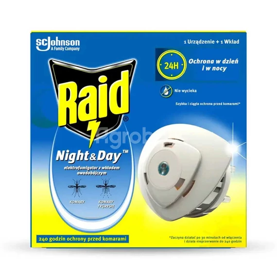 Raid Night & Day 240 órás szúnyogriasztó készülék + 1 db korong