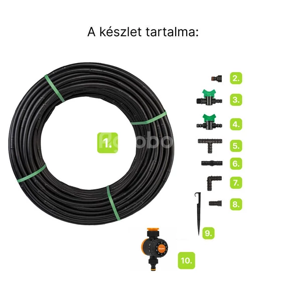 Bradas Csepegtető Öntöző szett - Water Flow Drip - tartozékok