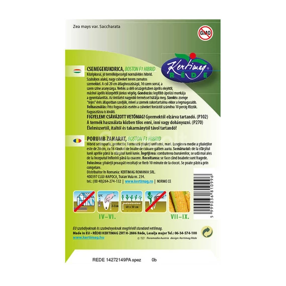 Boston F1 csemegekukorica vetőmag