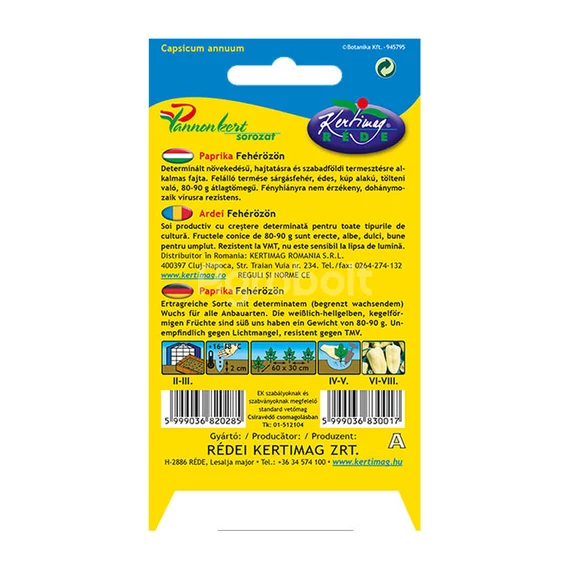 Fehérözön paprika vetőmag