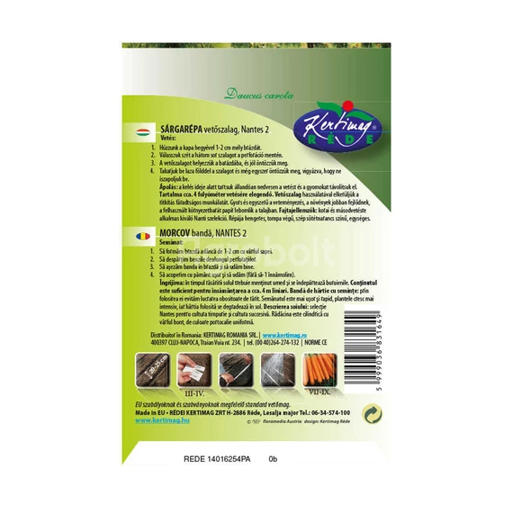 Sárgarépa vetőmag szalag