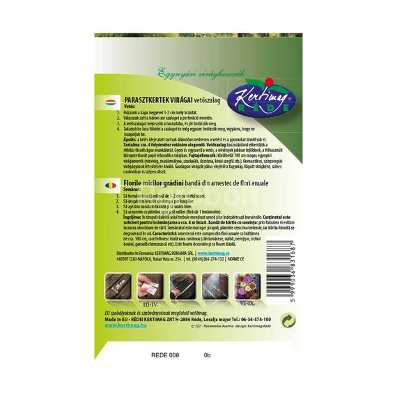Parasztkertek virágai vetőmag szalag
