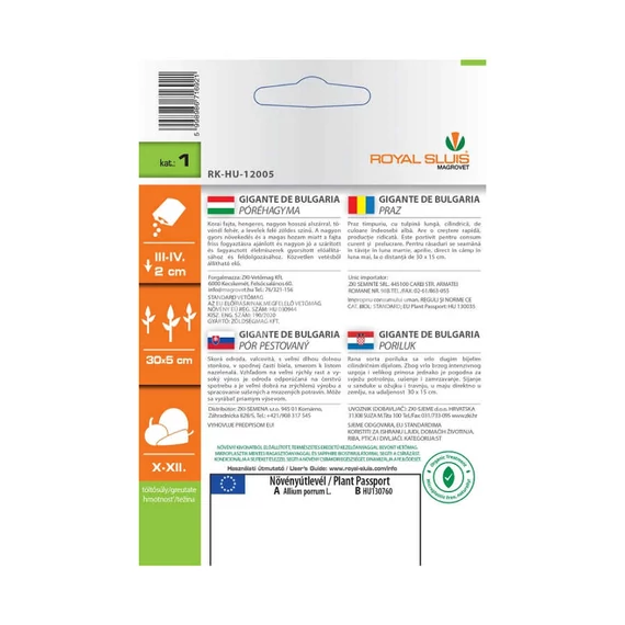 Póréhagyma vetőmag Gigante de Bulgaria 2g - Royal Sluis - info - rs7004
