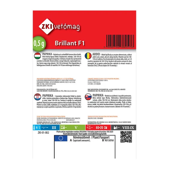 Brilliant F1 paprika vetőmag 0