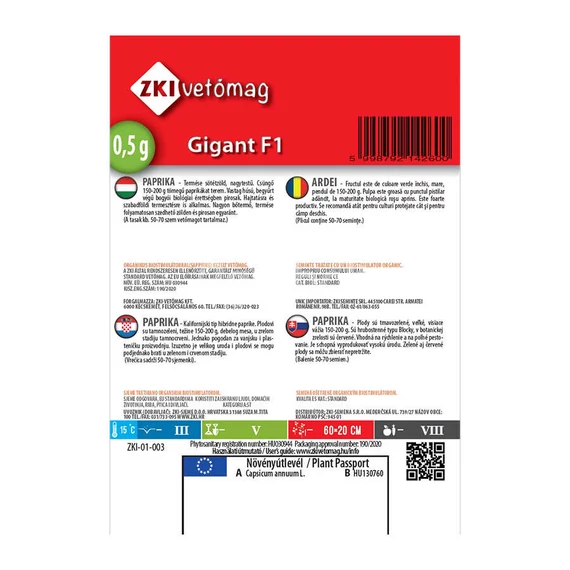Gigant F1 paprika vetőmag 0