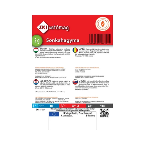 Sonkahagyma vetőmag 2g - ZKI vetőmag - info - zki7025