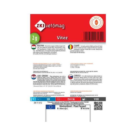 Hagyma vetőmag Vitéz 2g - ZKI vetőmag - info - zki7024