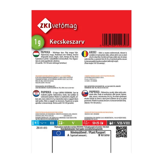 Kecskeszarv paprika vetőmag 1g ZKI vetőmag