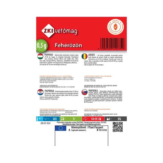 Paprika vetőmag Fehérözön 0