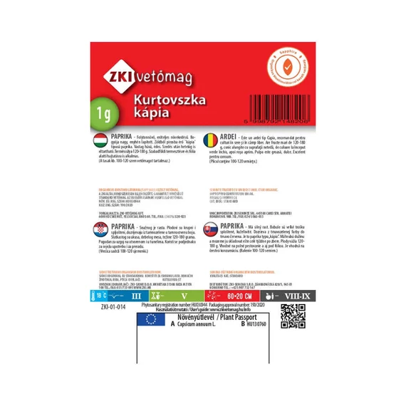 Paprika vetőmag Kurtovszka kápia 1g - ZKI vetőmag - info - zki7009