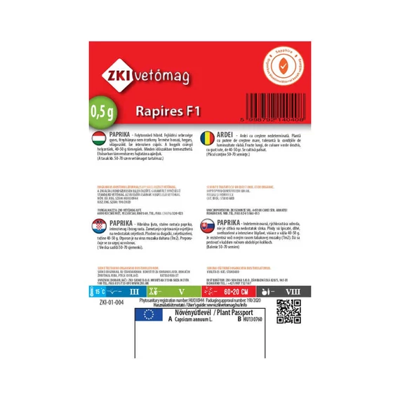 Paprika vetőmag Rapires