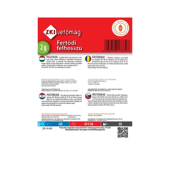 Pasztinák vetőmag Fertődi félhosszú 2g - ZKI vetőmag - info - zki7032