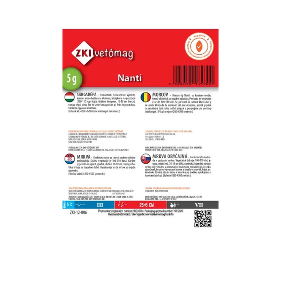 Sárgarépa vetőmag Nanti 5g - ZKI vetőmag - info - zki7027