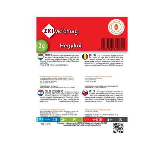 Zeller vetőmag Hegykői 2g - ZKI vetőmag - info - zki7033