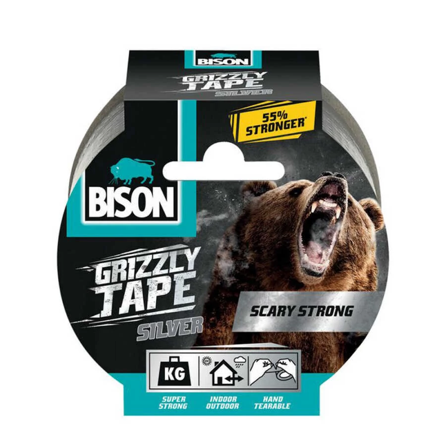 BISON Grizzly Szuper Erős Szöveterősített Ragasztószalag - szürke - 10m