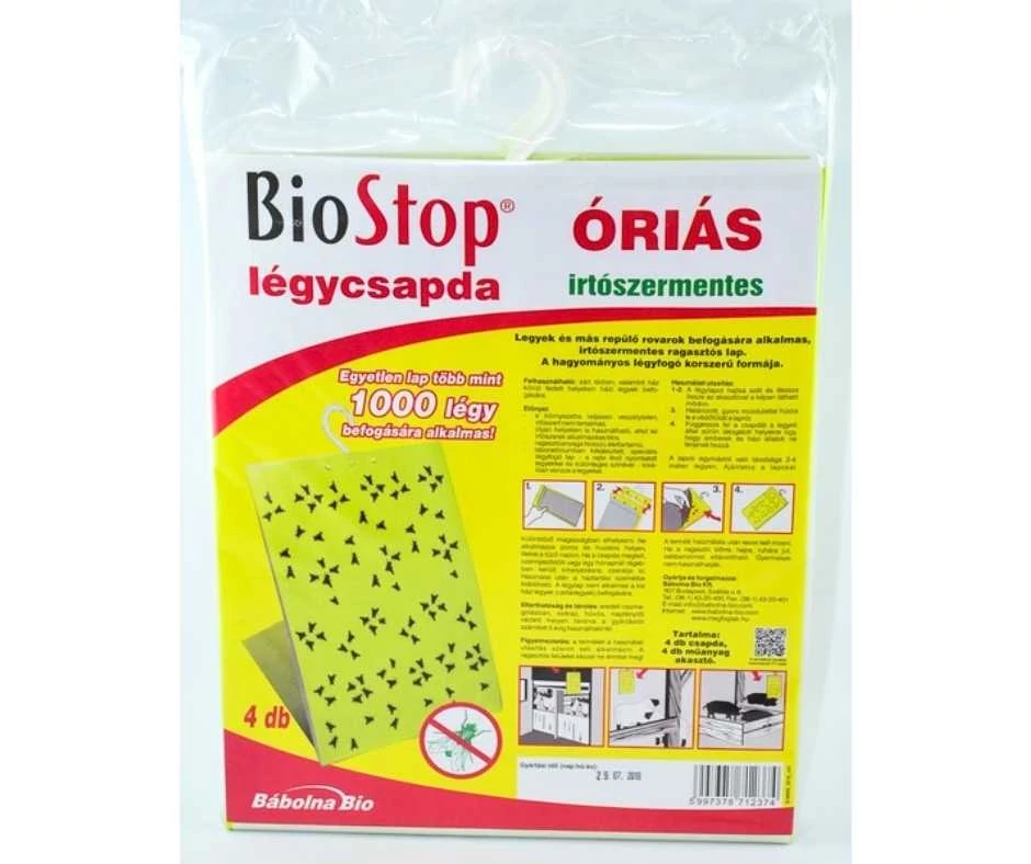Óriás légyfogó lap Biostop - 4 db